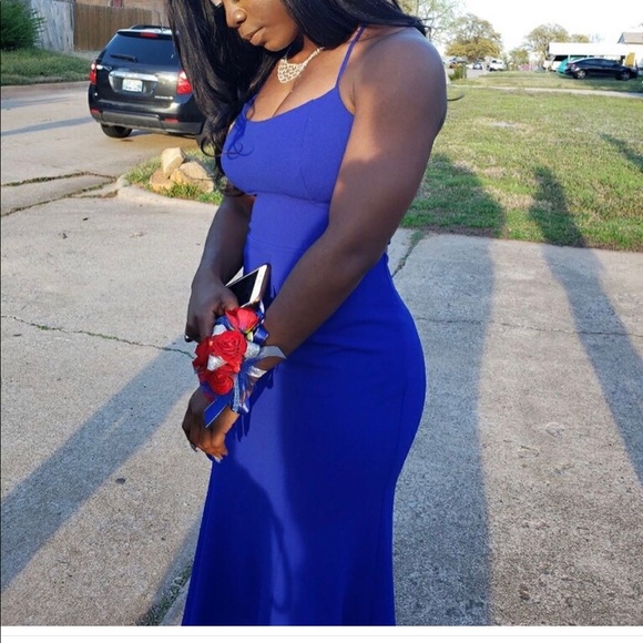 Blue floor length prom dress - Picture 3 of 4